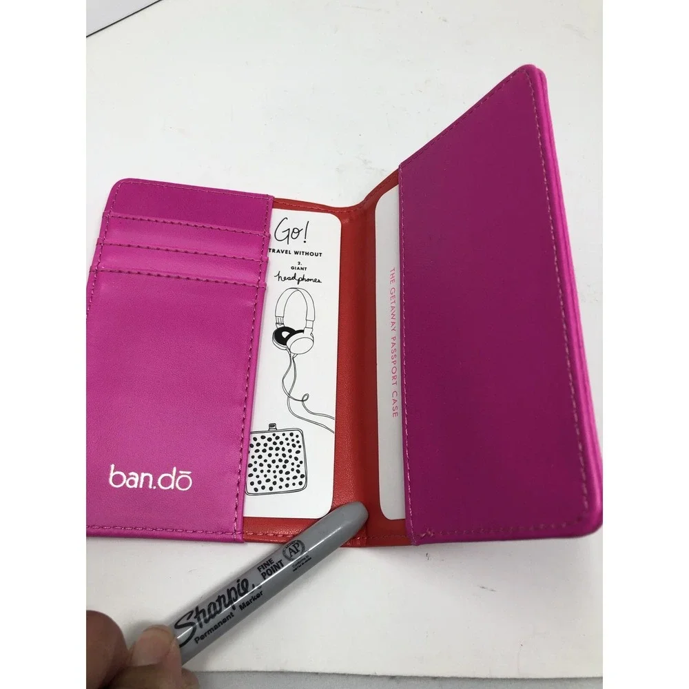 PINK Circular Plastic bag see through with‎ passport wallet, sunglasses & strap
